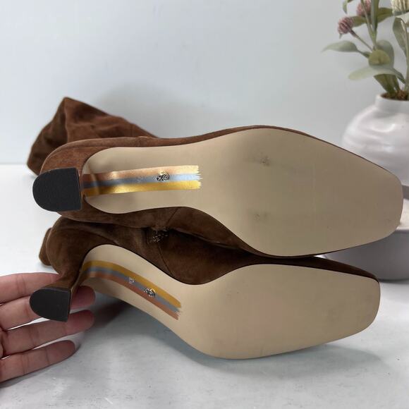 Sam Edelman Leigh Knee High Boots Side Zip Suede Upper Brown Womens 8.5 - Picture 7 of 10